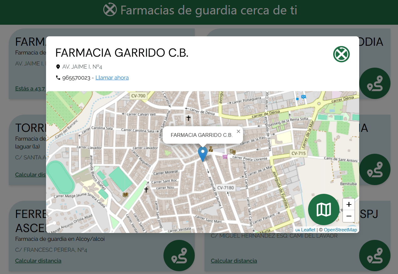 Imagen 3 de 4: Mapa mostrando la ubicación de la farmacia seleccionada.